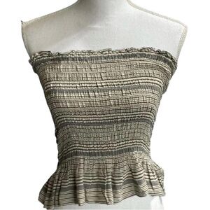 American Eagle Outfitters Women's Cream and Black Top